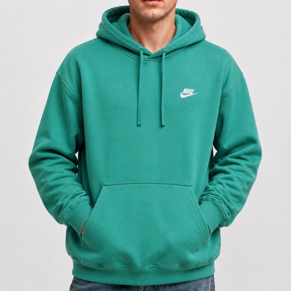Nike Mens Sportswear Club Fleece Hoodie Teal Green Pullover Medium BV2654-350